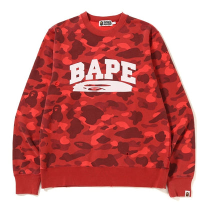BAPE Color Camo Damage Wide Crewneck Red