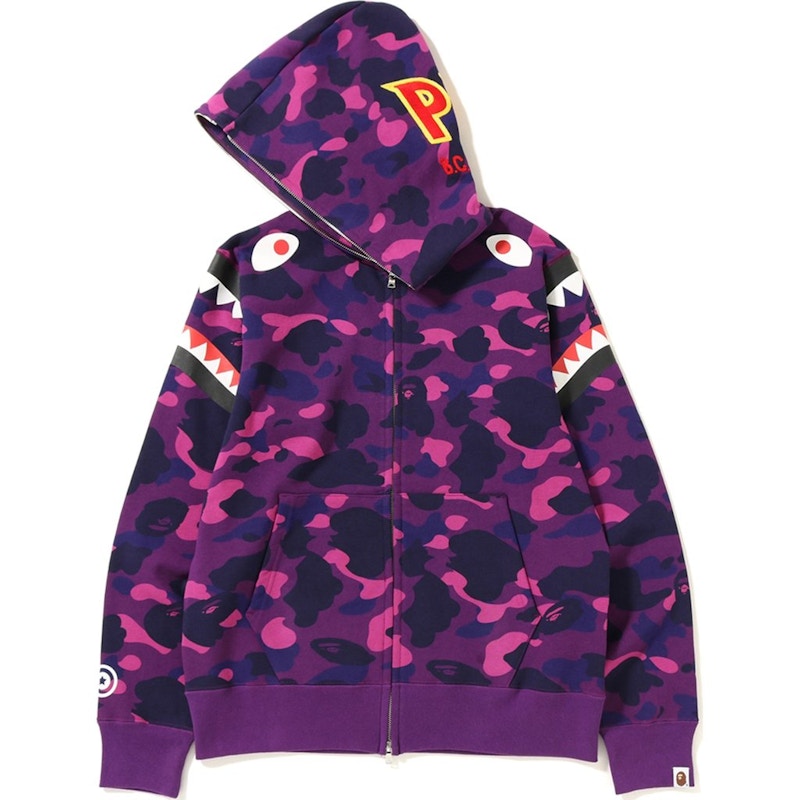 BAPE Color Camo Double Shark Full Zip Hoodie Purple