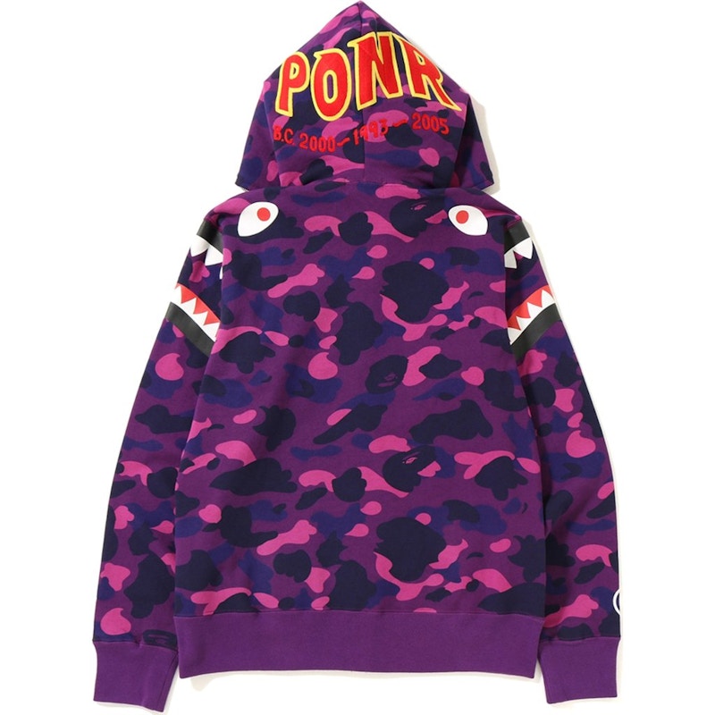 BAPE Color Camo Double Shark Full Zip Hoodie Purple