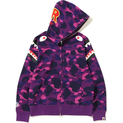 BAPE Color Camo Double Shark Full Zip Hoodie Purple