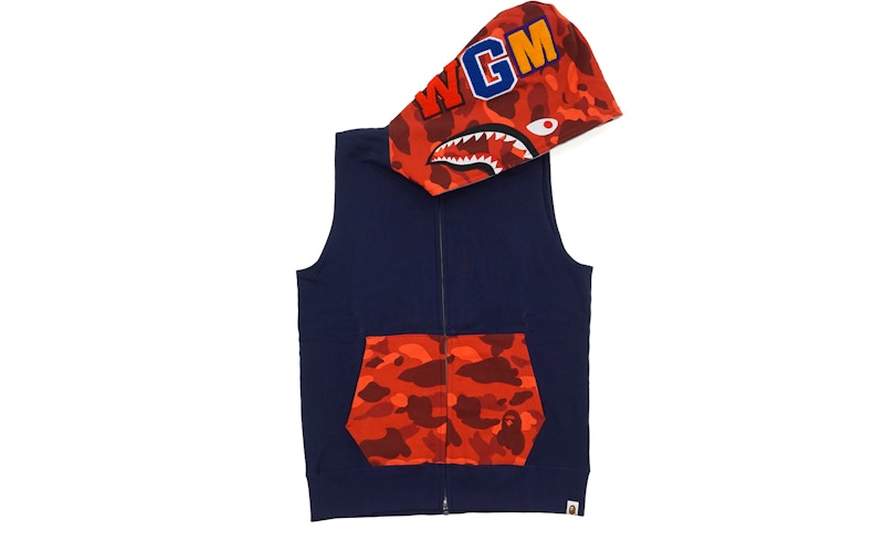 BAPE Color Camo Hood Sleeveless Shark Red/Navy