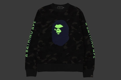 BAPE Color Camo Mad Face Wide Crewneck Black