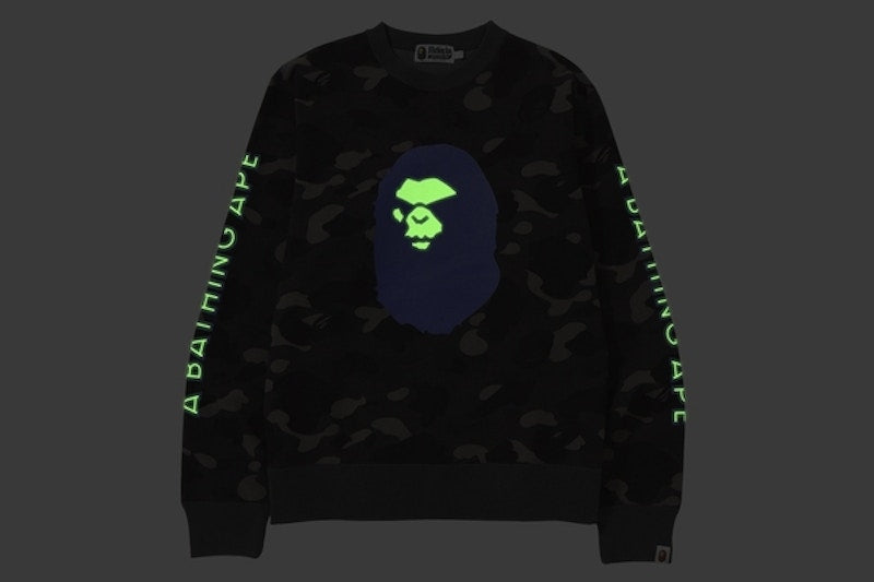 BAPE Color Camo Mad Face Wide Crewneck Black