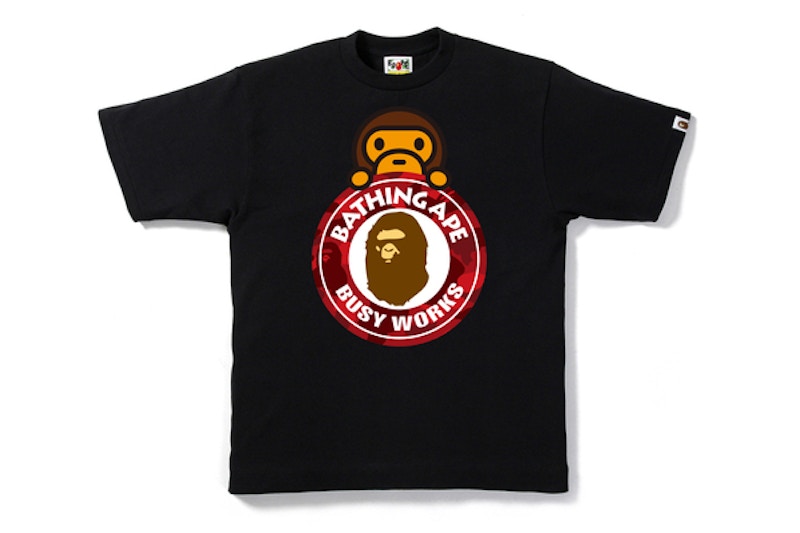 BAPE Color Camo Milo On Busy Works Tee Black/Red