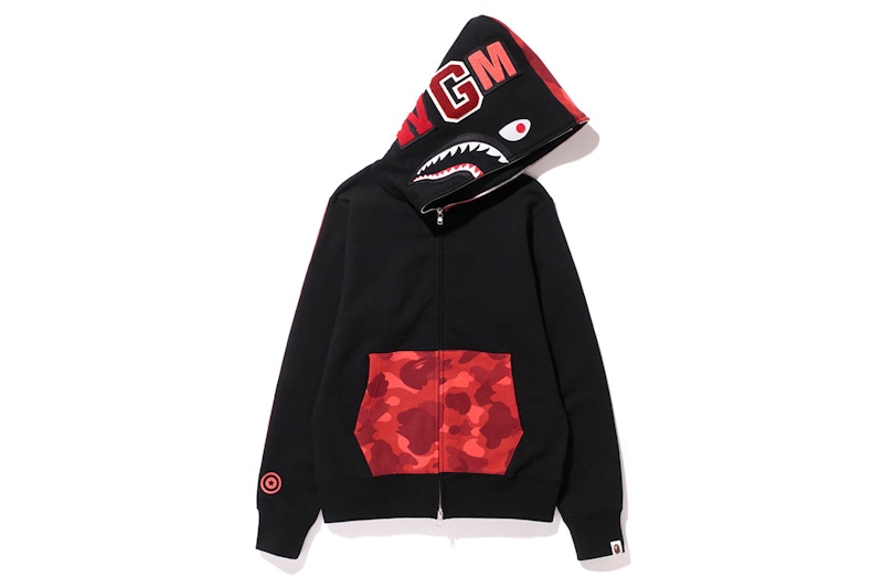BAPE Color Camo NW20 Full Zip Shark Hoodie Black/Red