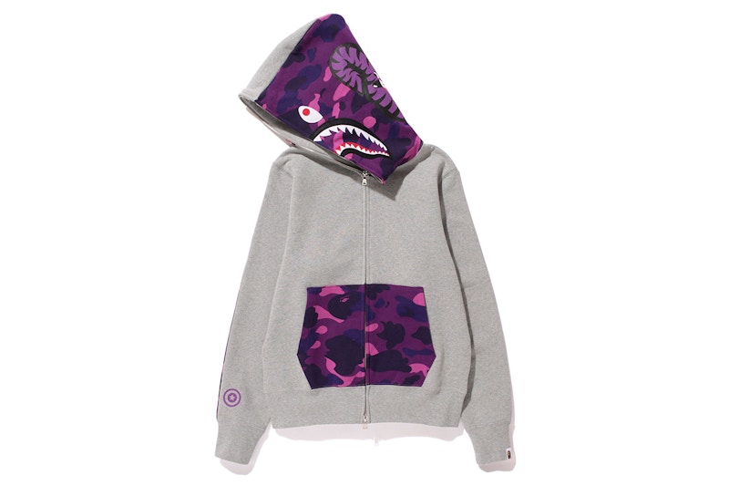 BAPE Color Camo NW20 Full Zip Shark Hoodie Grey/Purple
