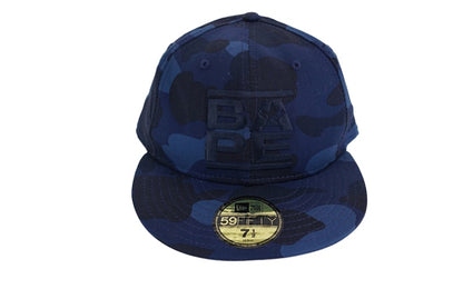 BAPE Color Camo RUN DMC Logo Fitted Baseball Hat Blue