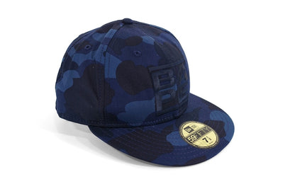 BAPE Color Camo RUN DMC Logo Fitted Baseball Hat Blue