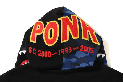 BAPE Color Camo Reversible PONR Shark Full Zip Hoodie Black/Blue