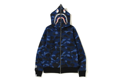 BAPE Color Camo Reversible PONR Shark Full Zip Hoodie Black/Blue