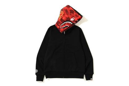 BAPE Color Camo Reversible PONR Shark Full Zip Hoodie Black/Red
