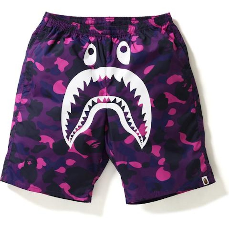 BAPE Color Camo Shark Beach Shorts Purple