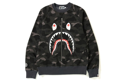 BAPE Color Camo Metal Zip Shark Crewneck Black