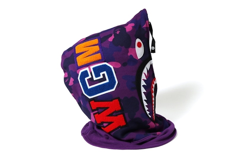 BAPE Color Camo Shark Face Mask Purple