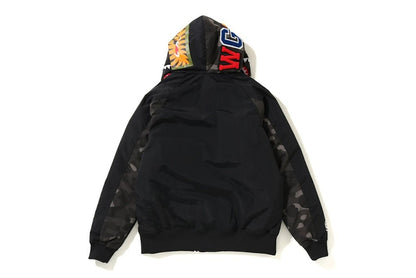 BAPE Color Camo Shark Hoodie Down Jacket Black