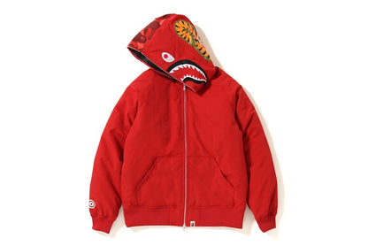 BAPE Color Camo Shark Hoodie Down Jacket Red