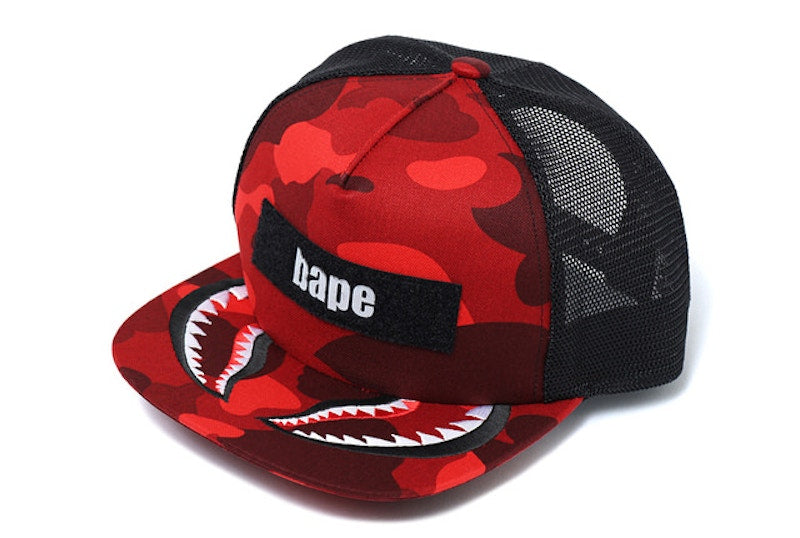BAPE Color Camo Shark Mesh Cap Red