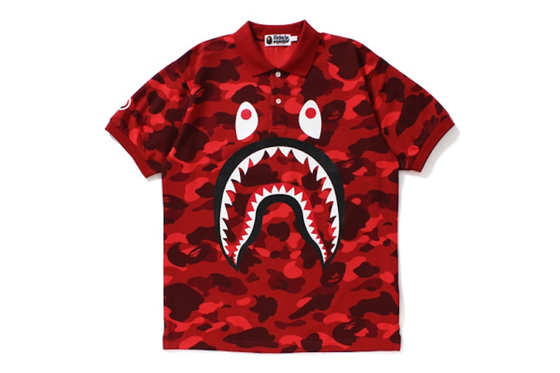 BAPE Color Camo Shark Polo Red