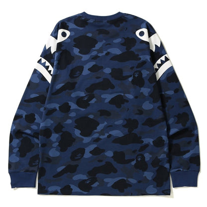 BAPE Color Camo Shark Shoulder Long Sleeve Tee Blue