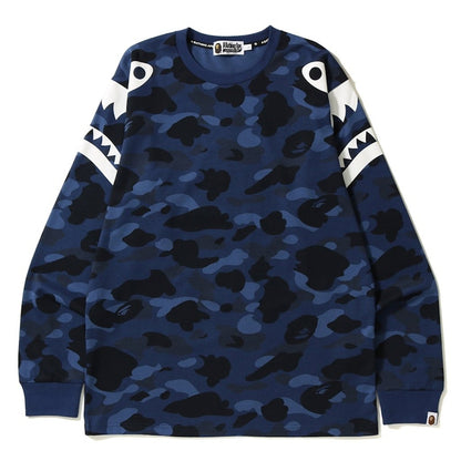 BAPE Color Camo Shark Shoulder Long Sleeve Tee Blue