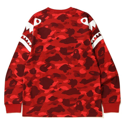 BAPE Color Camo Shark Shoulder Long Sleeve Tee Red