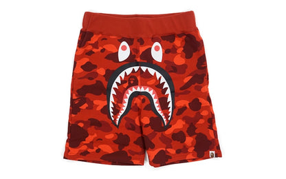 BAPE Color Camo Shark Sweatshorts Red