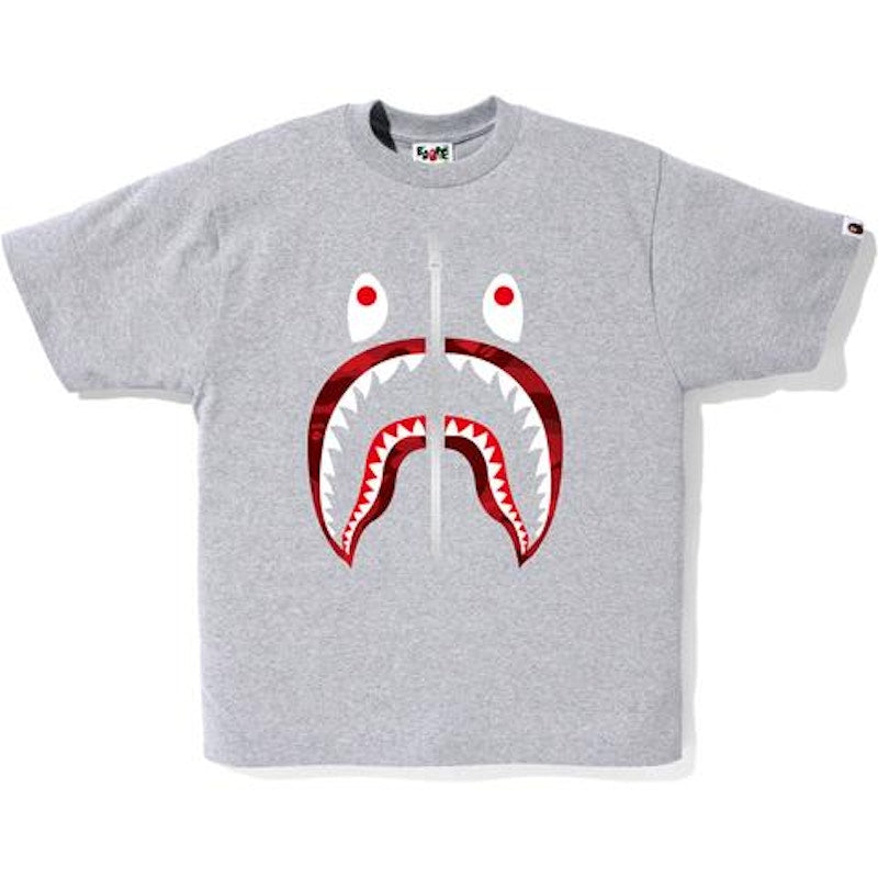 BAPE Color Camo Shark Tee Tee Gray/Red