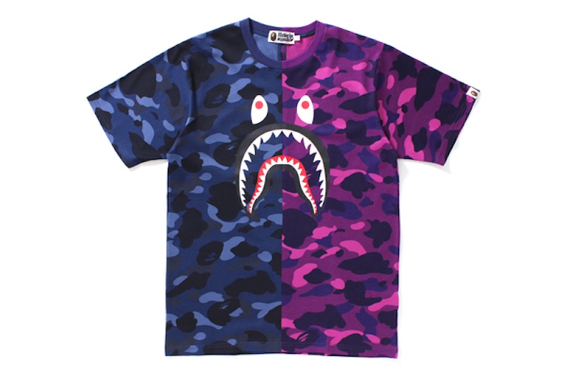 BAPE Color Camo Shark Tee Navy/Purple Camo