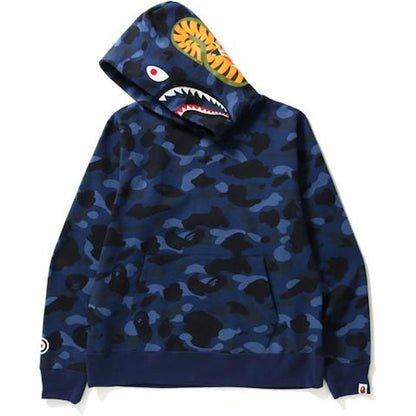 BAPE Color Camo Shark Wide Pullover Hoodie Navy