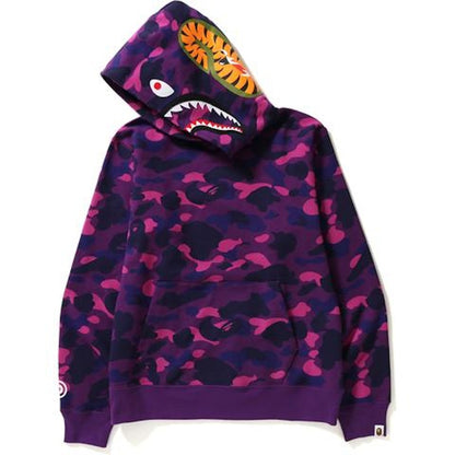BAPE Color Camo Shark Wide Pullover Hoodie Purple