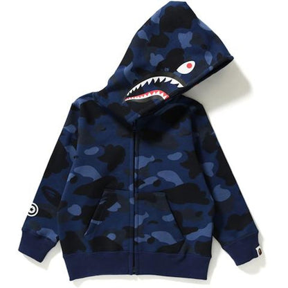 BAPE Color Camo Shark Zip Hoodie (Kids) Navy
