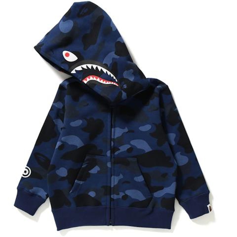 BAPE Color Camo Shark Zip Hoodie (Kids) Navy