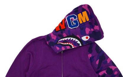 BAPE Color Camo Sleeve WGM Wappen Shark Purple