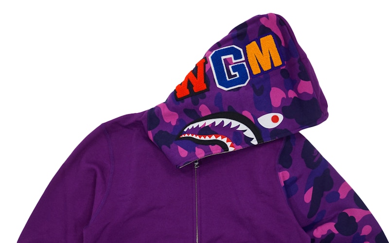 BAPE Color Camo Sleeve WGM Wappen Shark Purple
