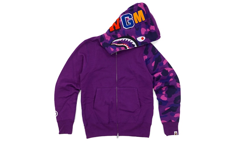 BAPE Color Camo Sleeve WGM Wappen Shark Purple