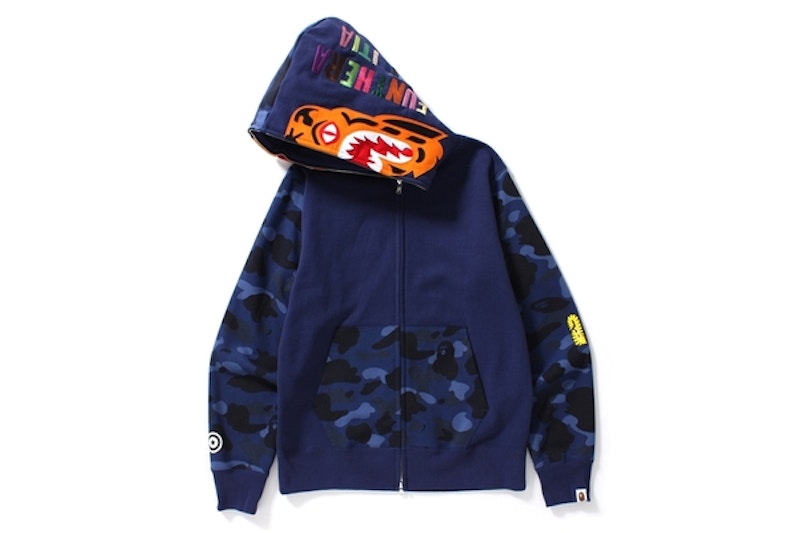 BAPE Color Camo Tiger Full Zip Hoodie Navy