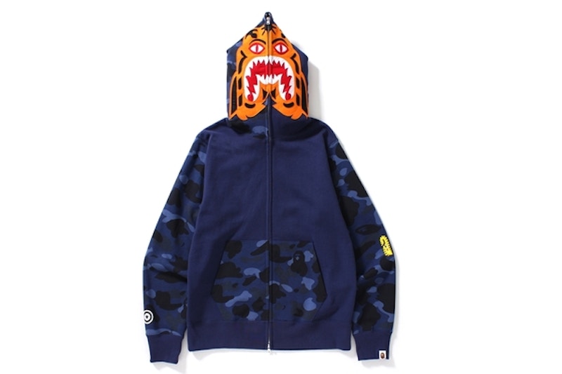 BAPE Color Camo Tiger Full Zip Hoodie Navy