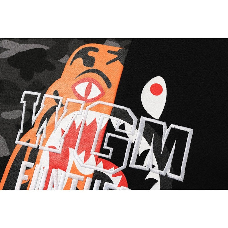 BAPE Color Camo Tiger Shark Crewneck Black