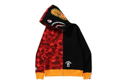 BAPE Color Camo Tiger Shark Full Zip Hoodie Red