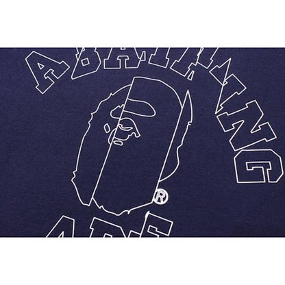 BAPE Cut Off College Turtle Neck Wide Sweat Sweat Navy