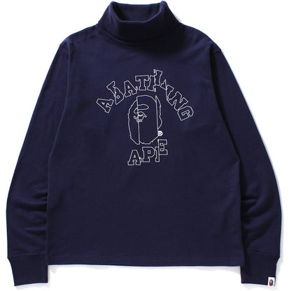 BAPE Cut Off College Turtle Neck Wide Sweat Sweat Navy