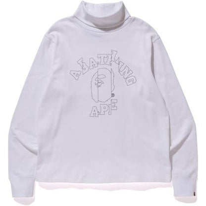 BAPE Cut Off College Turtle Neck Wide Sweat Sweat White