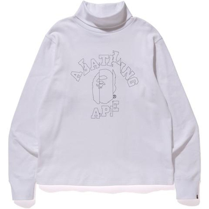 BAPE Cut Off College Turtle Neck Wide Sweat Sweat White