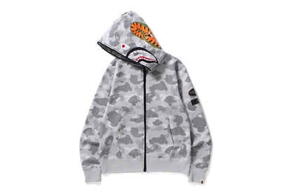 BAPE Dot Camo Shark Wide Full Zip Hoodie Gray