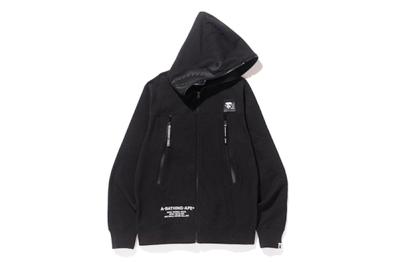 BAPE Double Knit Shark Full Zip Hoodie Black