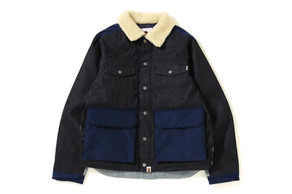BAPE Down Wide Denim Jacket Indigo/Yellow