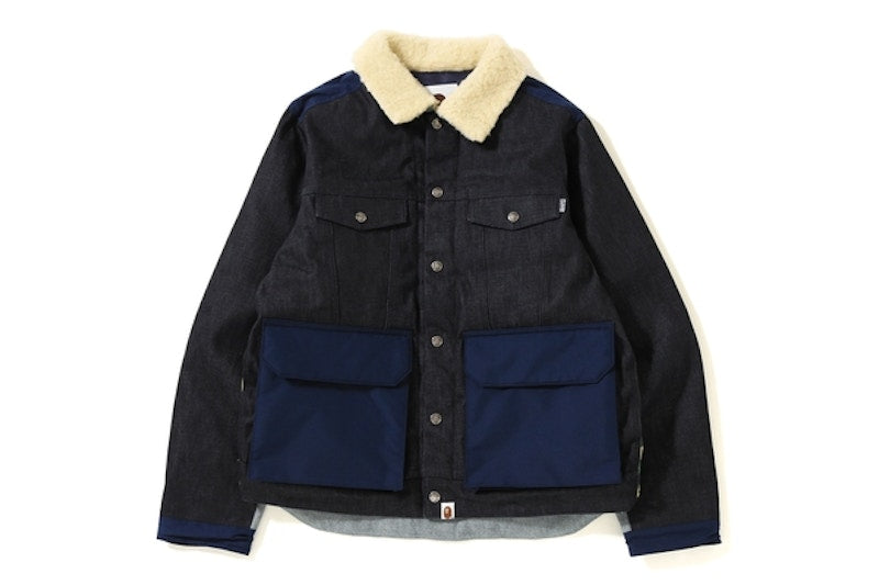 BAPE Down Wide Denim Jacket Indigo/Yellow