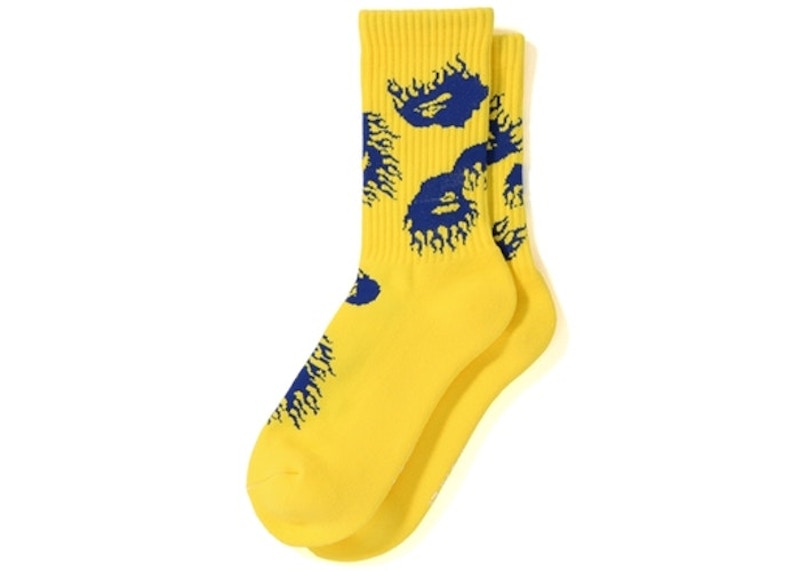 BAPE Fire Pattern Socks Yellow
