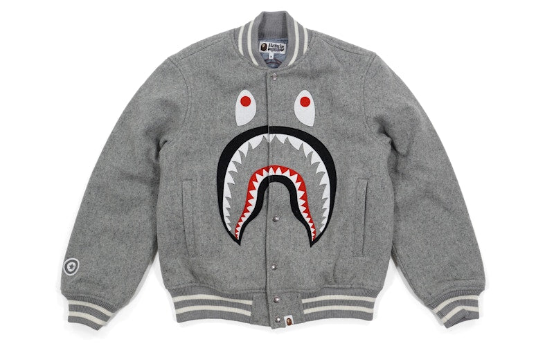 BAPE Front Facing Shark Wool Varsity Grey