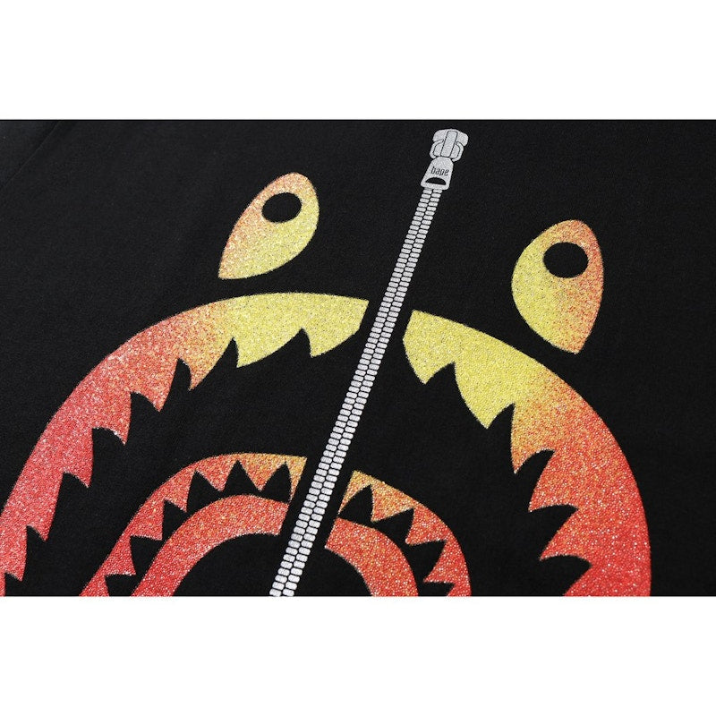 BAPE Glass Beads Gradation Shark Tee Black/Red